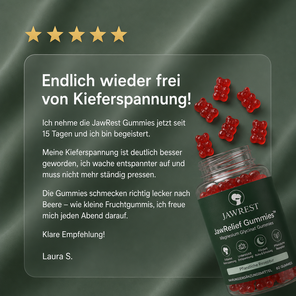 JawRelief Gummies™ | Magnesiumglycinat Fruchtgummis (60 Stück)