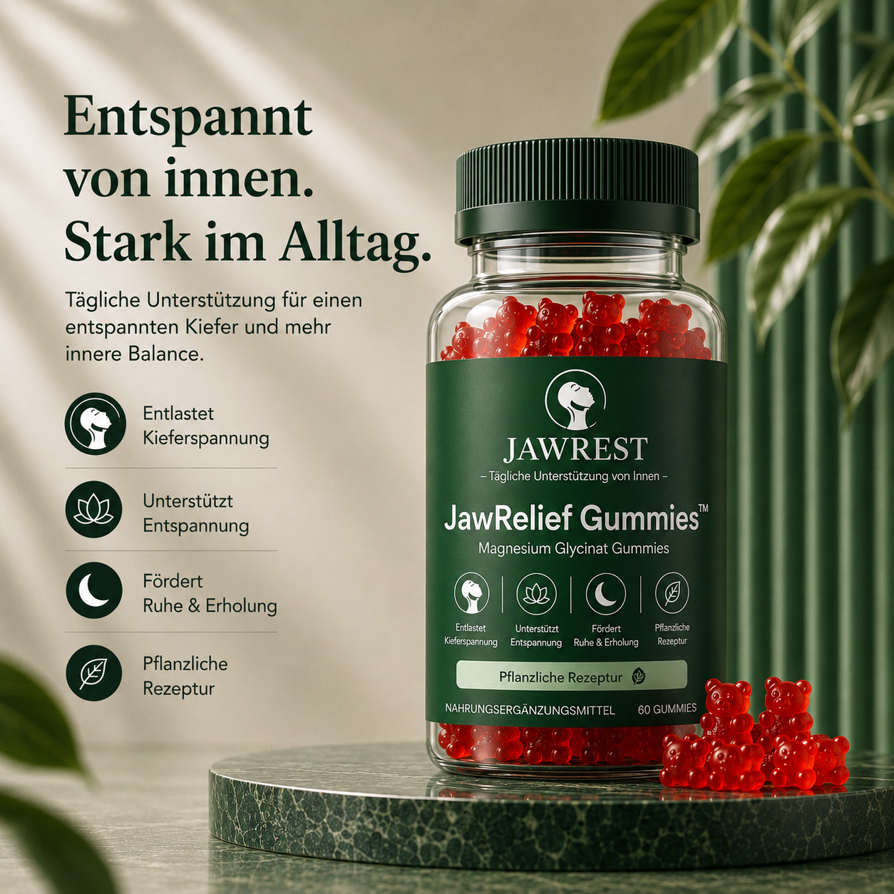 JawRelief Gummies™ | Magnesiumglycinat Fruchtgummis (60 Stück)